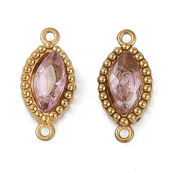 Connecteurs de breloques œil de cheval en acier inoxydable 304 avec placage ionique (IP) et zircone cubique