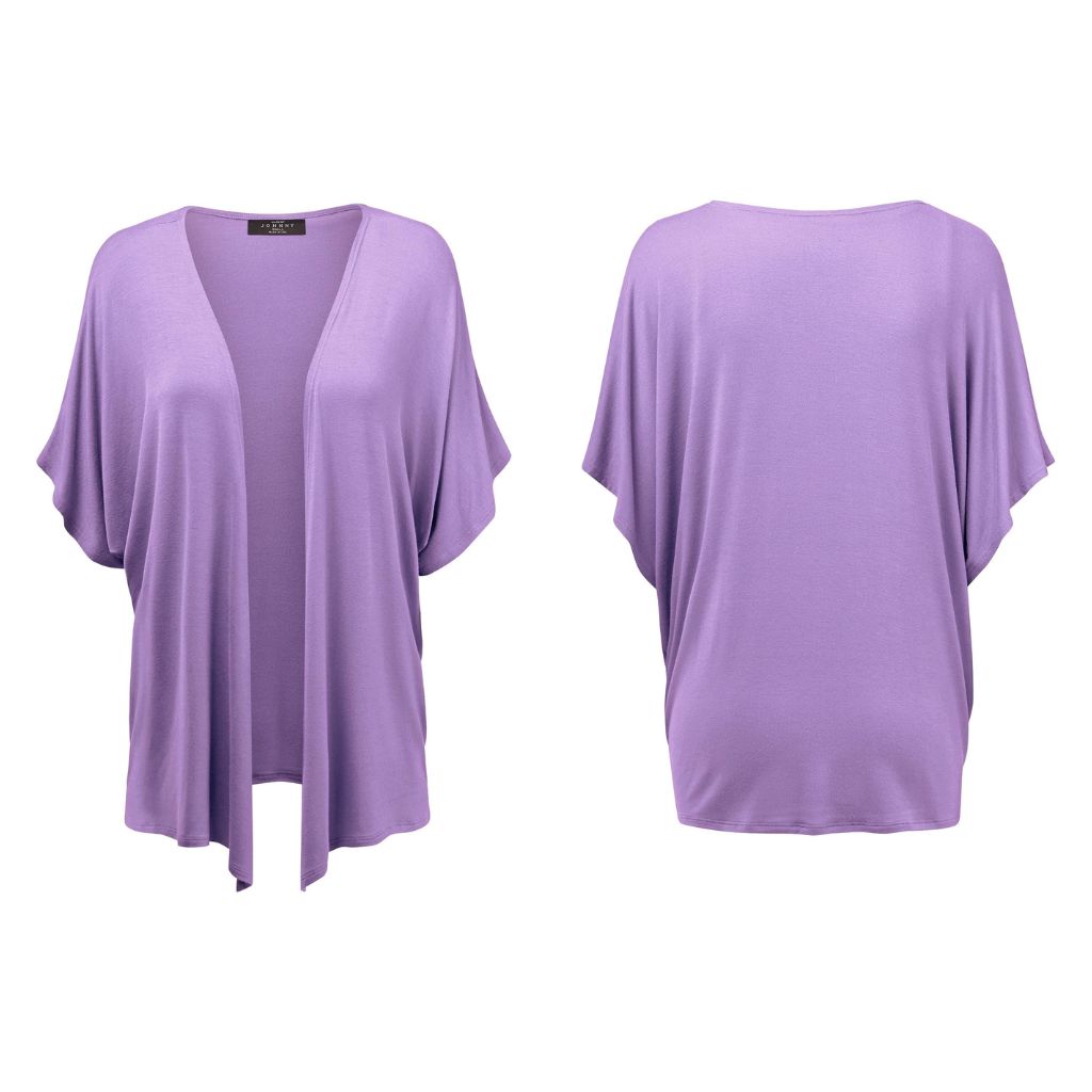 Women's Short Sleeve Open-Front Loose Kimono-Style Cardigan - Medium - Lilac