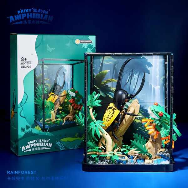 Sketching Ocean Turtle Fish Tank Aquarium Block Set Tropical Rainforest Insect Block Brick Children&#039;s DIY Toy Birthday Gift