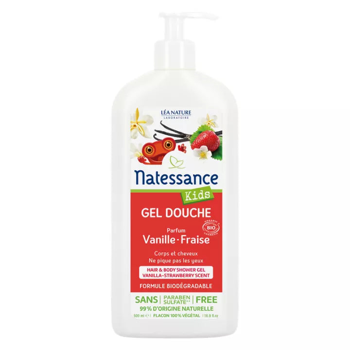 Natessance Gel de Ducha Infantil Bio Fresa Vainilla 500ml