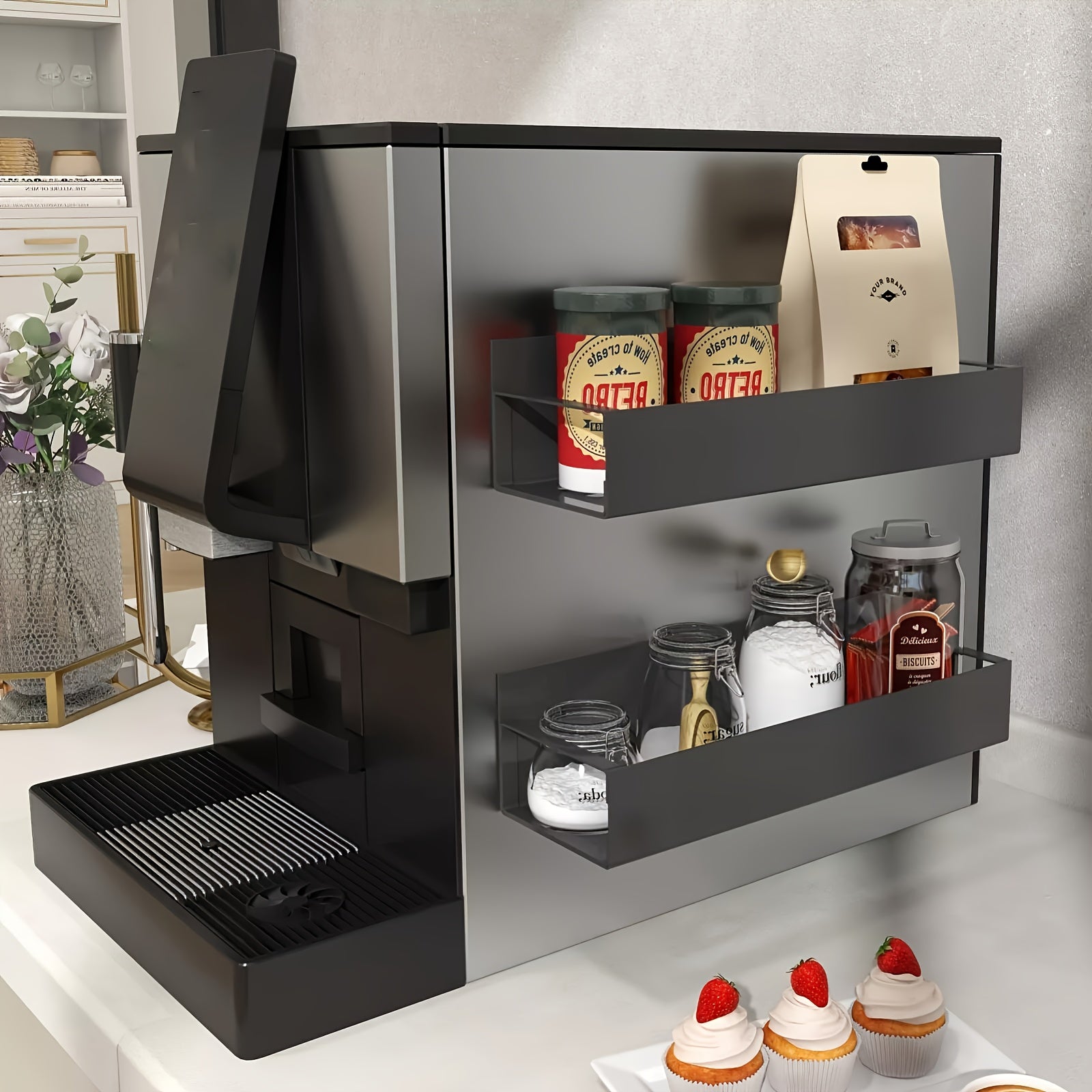 TEMU Set Of 2 Magnetic Spice Racks - Fridge & Refrigerator Organizer, For With Strong