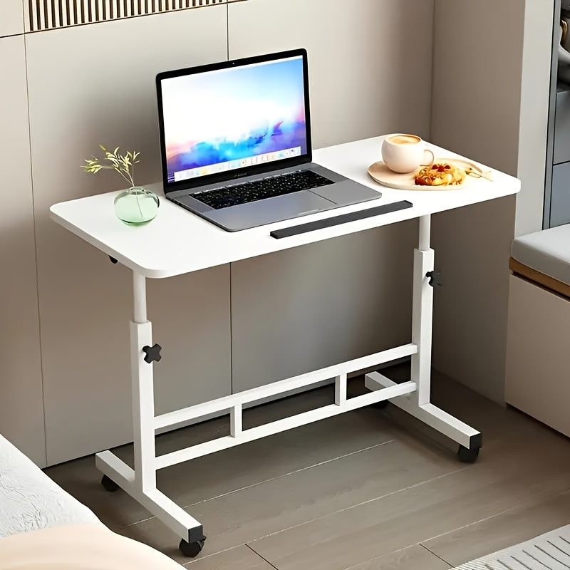 TEMU Ergonomic Adjustable Height Mobile Bedside Table–foldable Rolling Laptop Desk, Space-saving Computer Workstation For Sofa, Bed, Hospital Bed