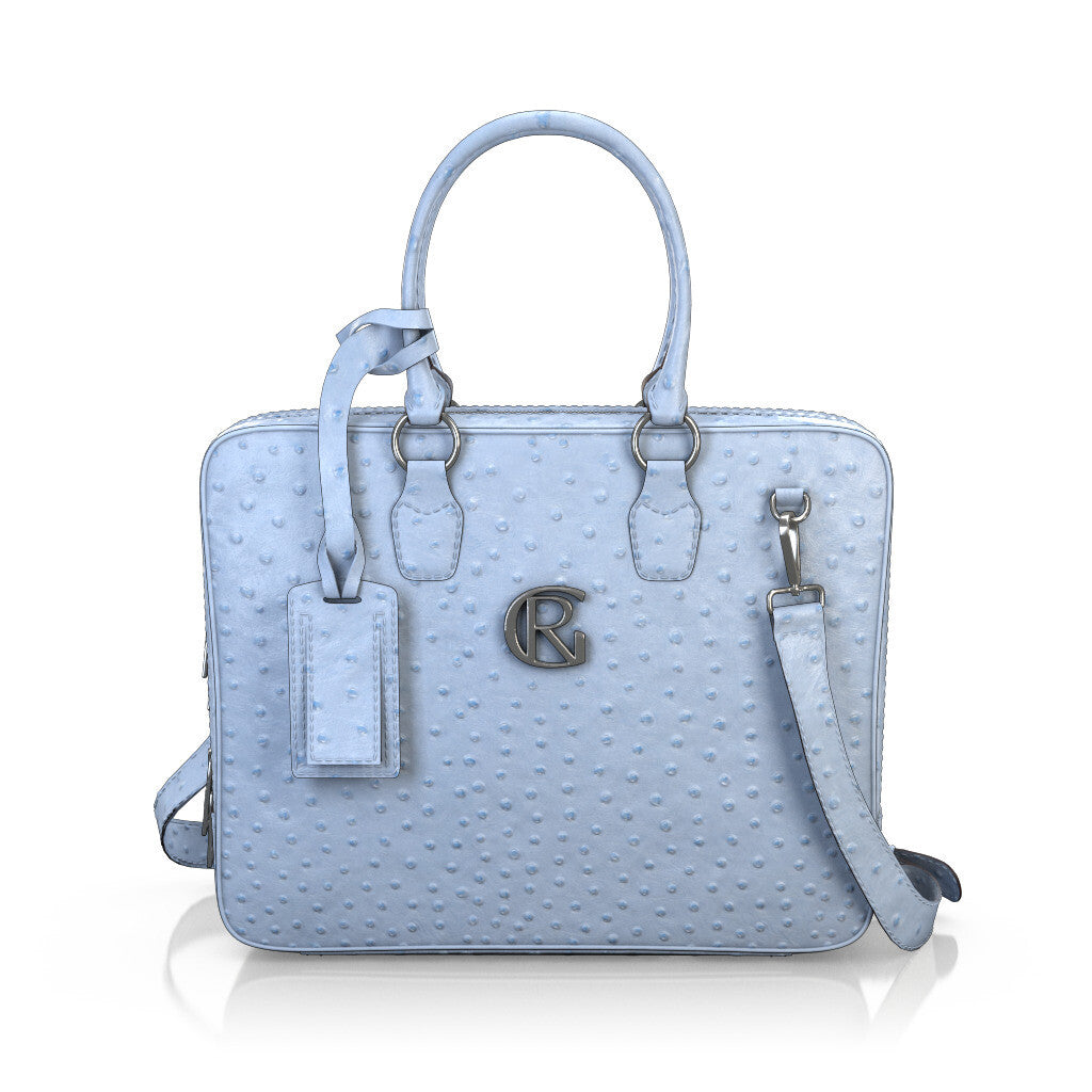 Laptoptasche für Damen aus Geprägtes Leder Hellblau - Selbst gestalten - GIROTTI 52285