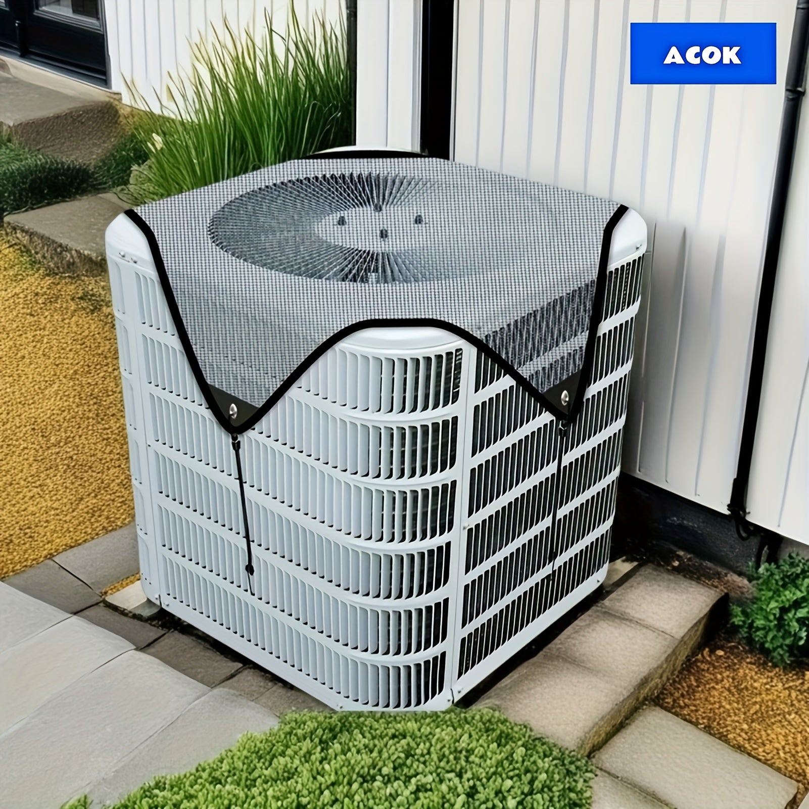 TEMU 1-2pcs Universal Outdoor Air Conditioner Cover - 26" X 26" Pvc Mesh Air Conditioner Protection Cover, No Battery Required, Prevents And
