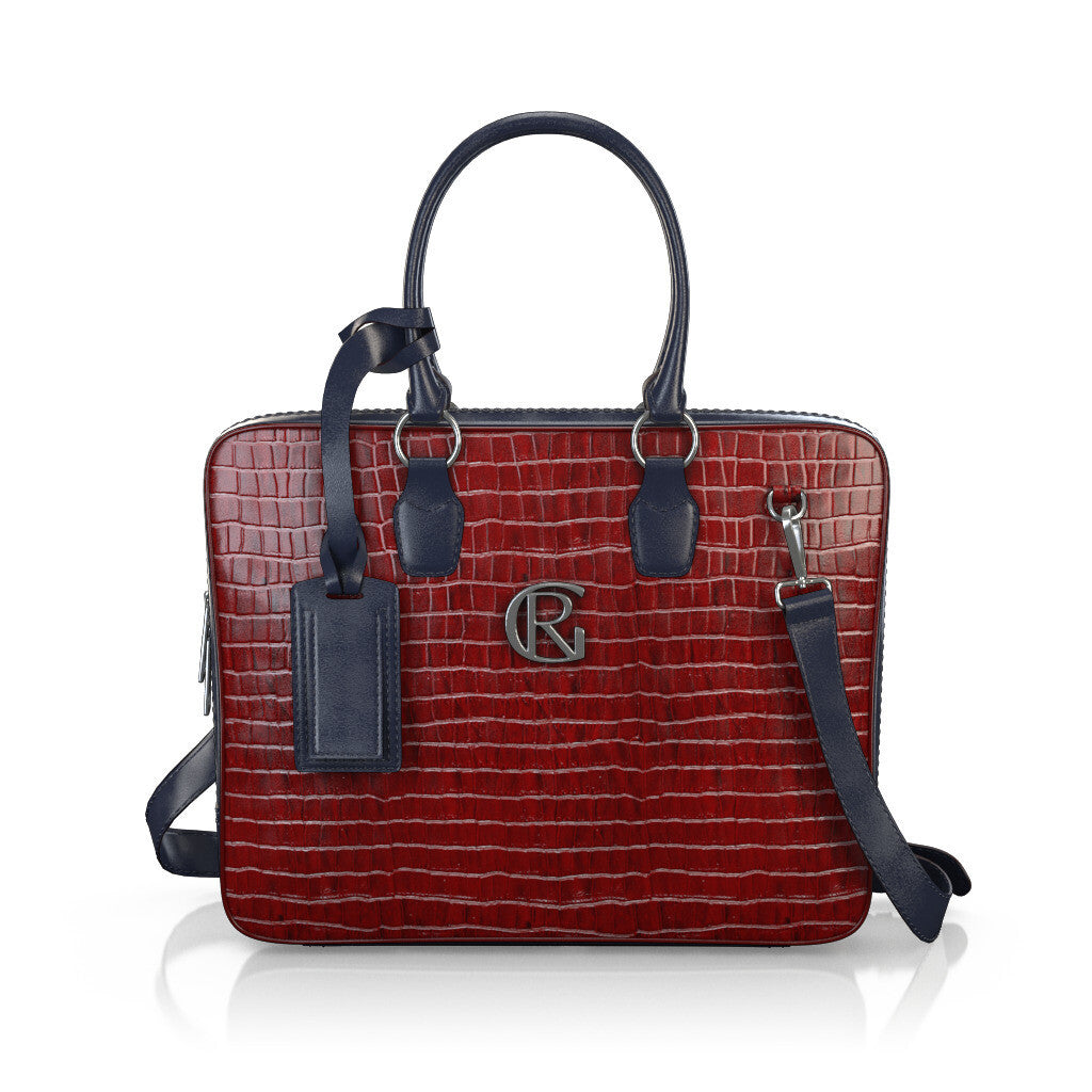 Laptoptasche für Damen aus Geprägtes Leder Dunkelblau - Selbst gestalten - GIROTTI 52288