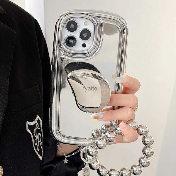 Cell Phone Cases 3D Korea Irregular Ring Holder Stand Phone Case for iphone 15 Pro Max 13 12 11 14 Pro Electroplated Mirror Protection Cover