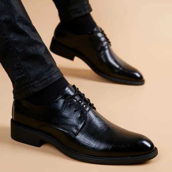 Dress Shoes Mens wedding leather business mens clothing Pointed casual youth British style high-definition spring 2024 new arrival shoes Q12