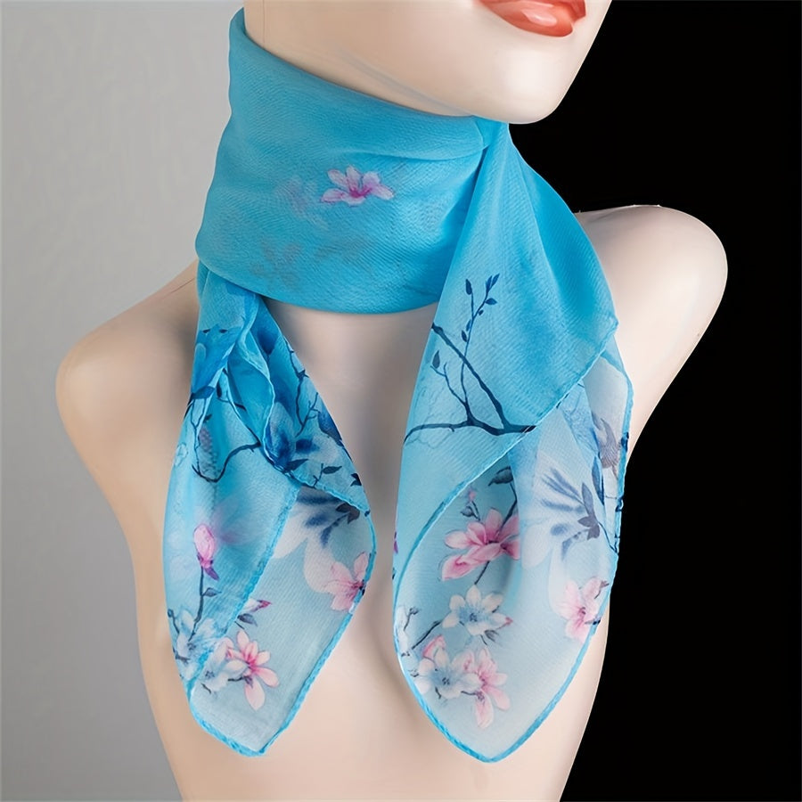 TEMU Scarf Featuring A Pattern, Made Of Chiffon And Silky. Used As A Decorative Item For Handbags, With A Bow Scarf Design. This Lightweight,