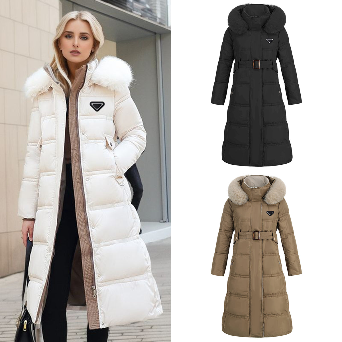 Pddara Fashion Design Women&#039;s Long Down Coats Winter Warm Large Fur Collar Down Jacket Designer Brand Women&#039;s Long Puffer Jackets Outerwea