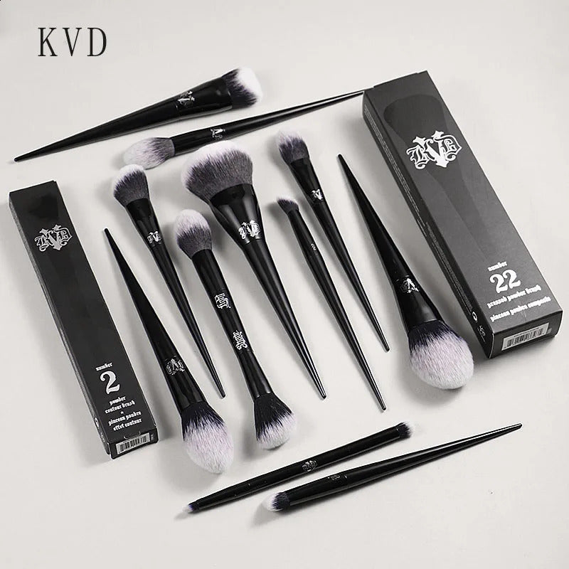 Kat Von D makeup brush set and kit basic powder blusher highlight concealer powder sculpture eye shadow brush KVD makeup brush 240921