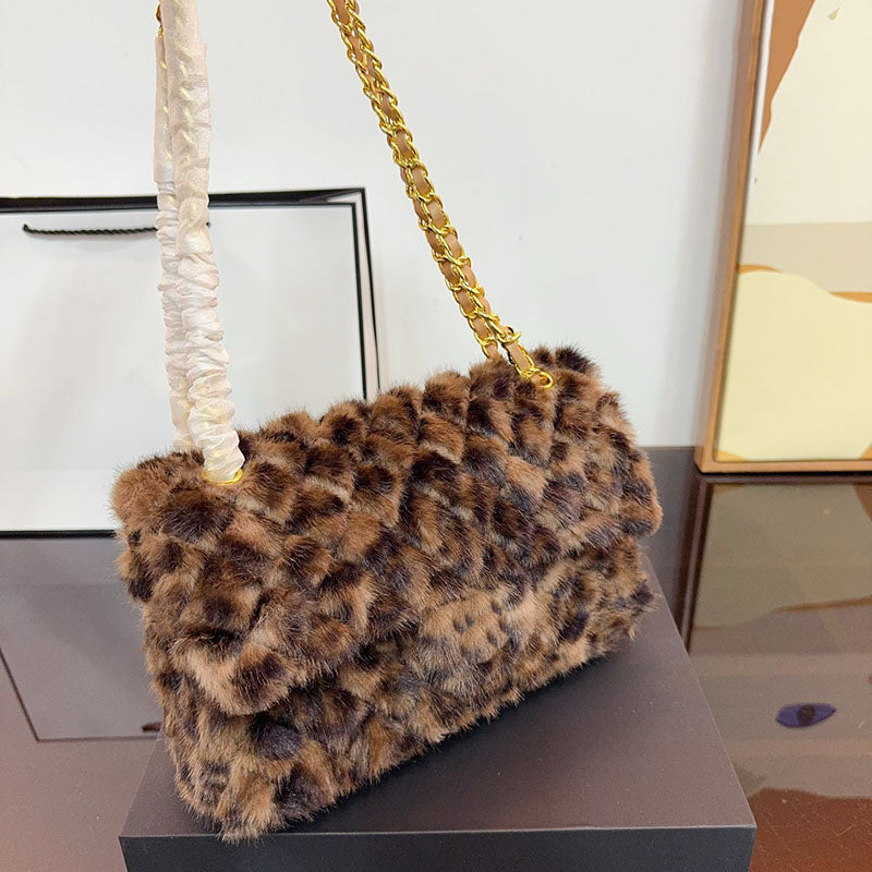 Plush Cf Designer Ladies 25cm Mink Fur Gold Hardware Metal Buckle Matilas Chain Crossbody Fashion Shoulder Bag Handbag