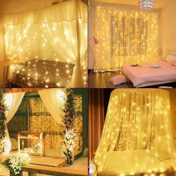 3*3 meters Party Decoration Lights remote control usb copper wire curtain light led light string Christmas holiday room curtain decoration s