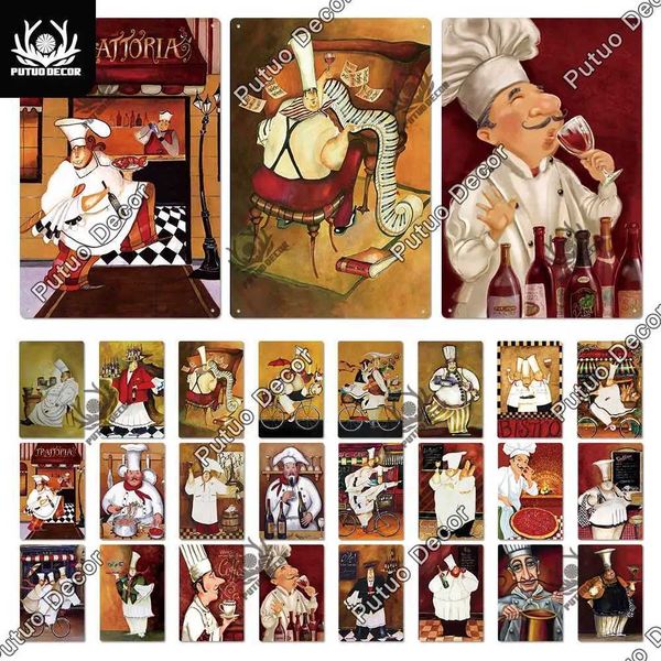 Putuo Decor Chef Metal Painting Retro Tin Sign Cook Kitchen Vintage Wall Decor Restaurant Diner BistroXJ250116