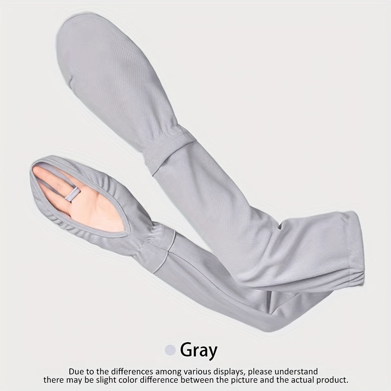 TEMU Women's Arm Sleeves - 50+ Quick-dry Ice -like Fabric, Elastic Loose Fit Driving & Outdoor Sun Gloves, White-pink, Ideal For Car, Beach,, Summer