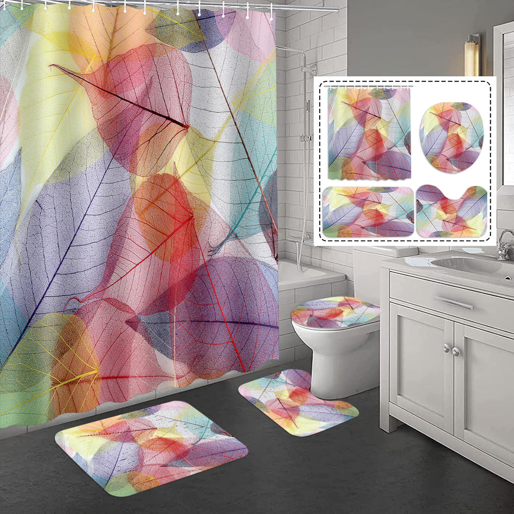 YL-37325 Hot selling exclusive shower curtain manufacturer Bomi digital printed polyester shower curtain non-slip mat set