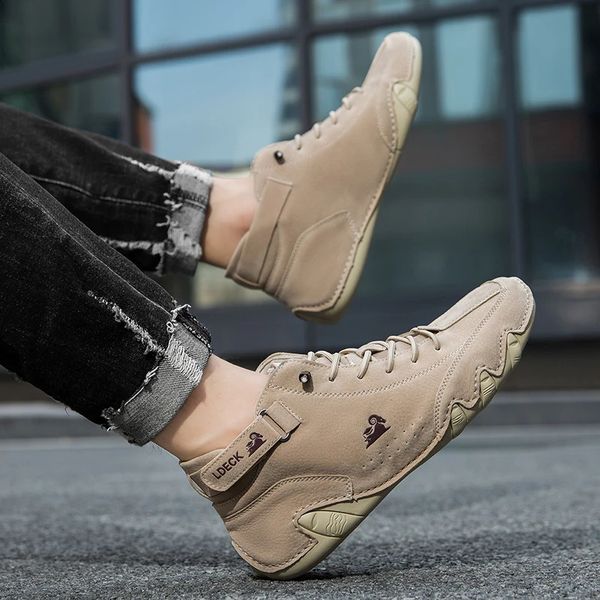 Mensagens italianas feitas à mão chukka botas ajustáveis não -lip, tênis casuais casuais de couro acionando Beck Shoes Fashion 241116