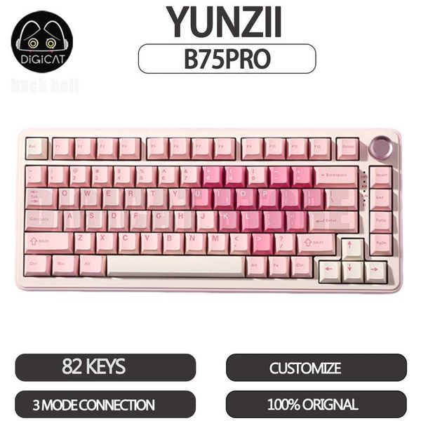 Keyboards Yunzii B75pro Mechanical Keyboard 3Mode 2.4G-Bluetooth Wireless Keyboard Keynouo Customize Gaming Keyboards Pc Gamer Accessories C