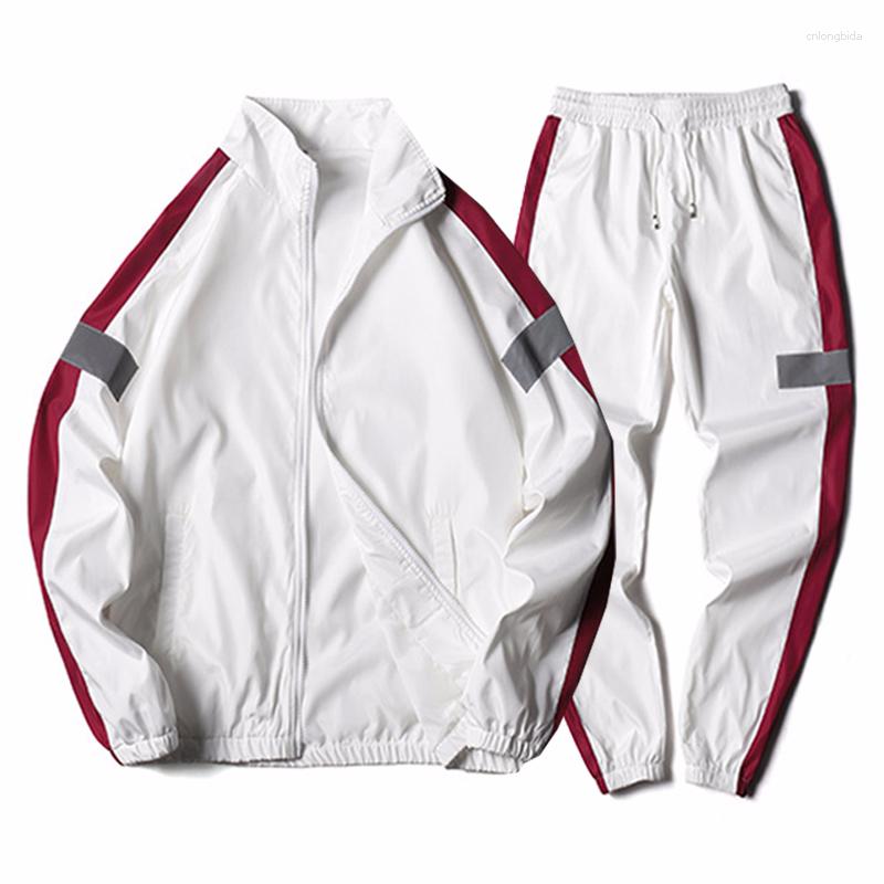 Men&#039;s Tracksuits Dropship Patchwork Set Pria Kasual Hip Hop Gaya Korea 2 Potong Pakaian Streetwear Olahraga Kebugaran
