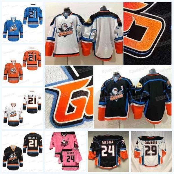 C2604 MitNess San Diego Gulls Hockey Jersey Ducks AHL 7 Oleksy 19 Terry 24 Megna 25 Carrick 29 Comtois 38 Sideroff Jerseys Breathable All St