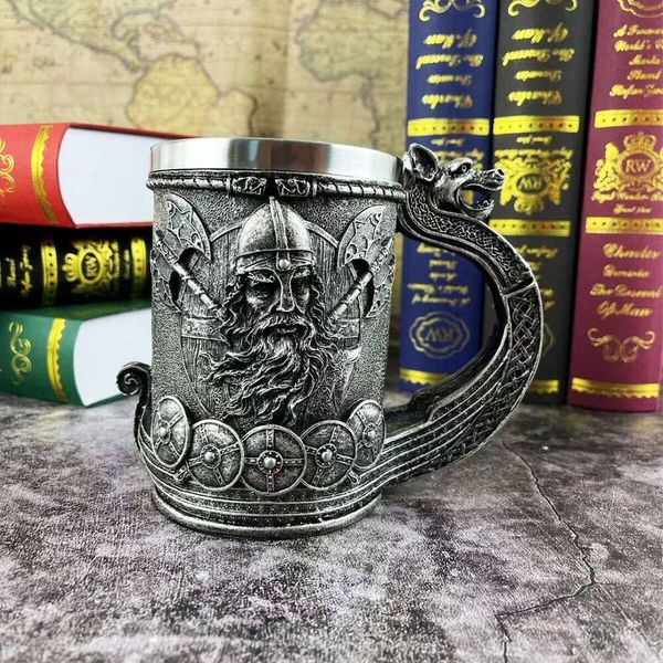 1Pc 550Ml Viking Beer Stainless Steel Mug Coffee Cups Vintage Water Bottles Summer Winter Drinkware Halloween Gifts