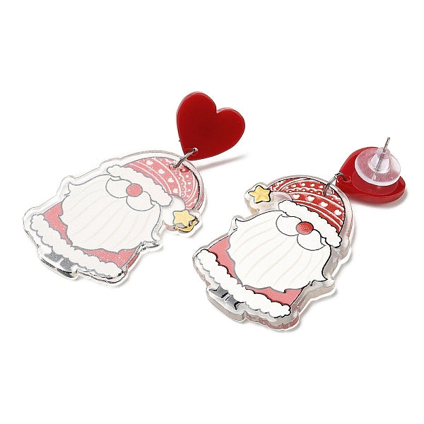 Boucles d'oreilles pendantes de Noël en acrylique avec tige en acier inoxydable 304 pour femmes