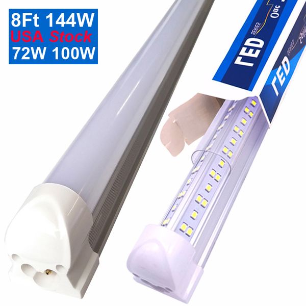 V-Shaped Integrate T8 LED Tube 2 4 5 6 8 Feet Fluorescent Lamp 144W 8Ft 4Rows Light Tubes Cooler Door Lighting