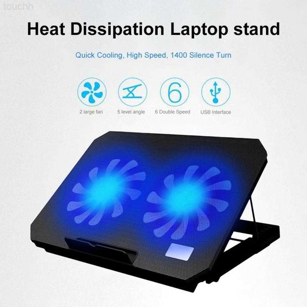 Laptop Cooling Pads Adjustable Laptop Cooler Pad USB Port 2 Cooling Fans Notebook Angle Stand Holder L230923