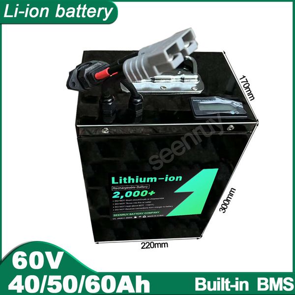 60v 40ah 50ah 60ah li ion com carregador bateria de polímero de lítio perfeito para triciclo motocicleta e-bike bicicleta scooter elétrico