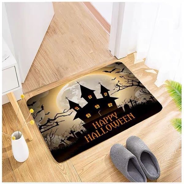 Halloween Entrance Non slip Foot Mat Living Room Carpet Floor Mat Home Decoration Carpet Kitchen Horror Pumpkin Floor Mat 240902 ww