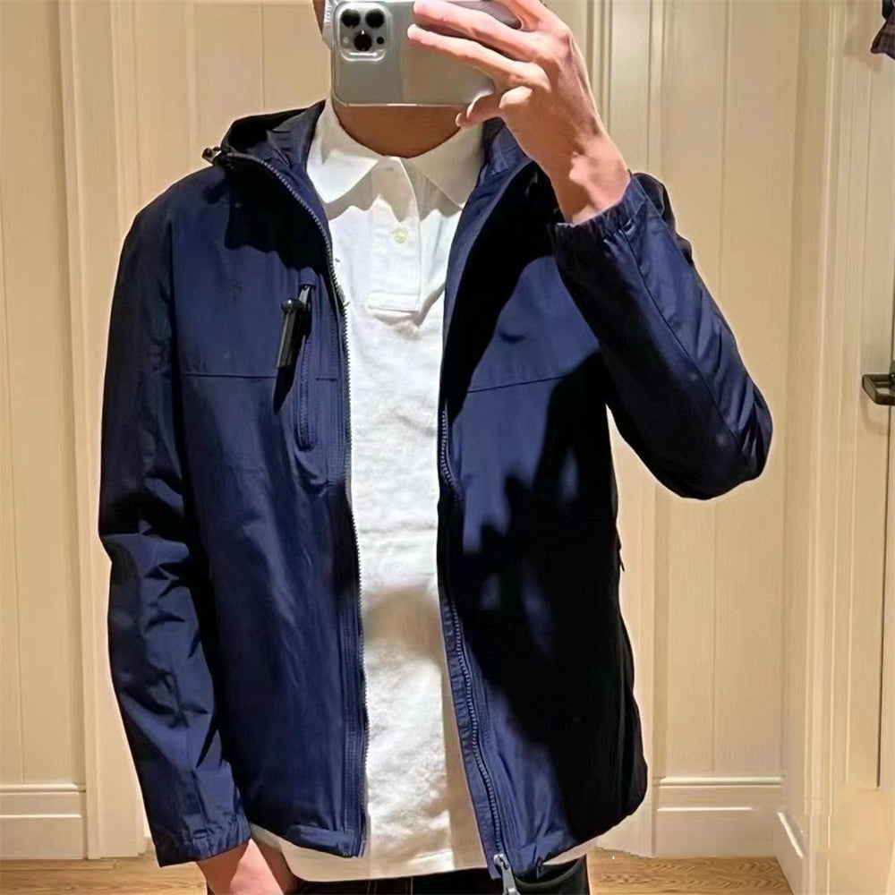 Designer Mens Small Horse Jacket Lightweight Comfortable Fit Vintage Work Khaki Lapel Classic British Style Zip Up Casual Outerwear