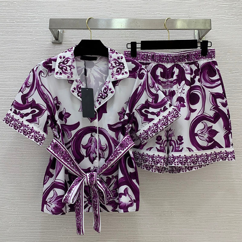 Luxury Women Pants Blouses Outfits Designer Purple Skirt Cropped Vest Tops Summer Vacation Street Style Birthday Party Wedding Shirt Dress