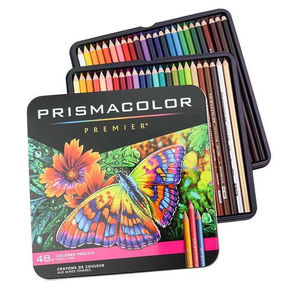 Crayon Pencils Prisolor Professional and Oil Set Azure Stone Colored Pencil Artist Painting Art Supplies Iron Box WX5.23