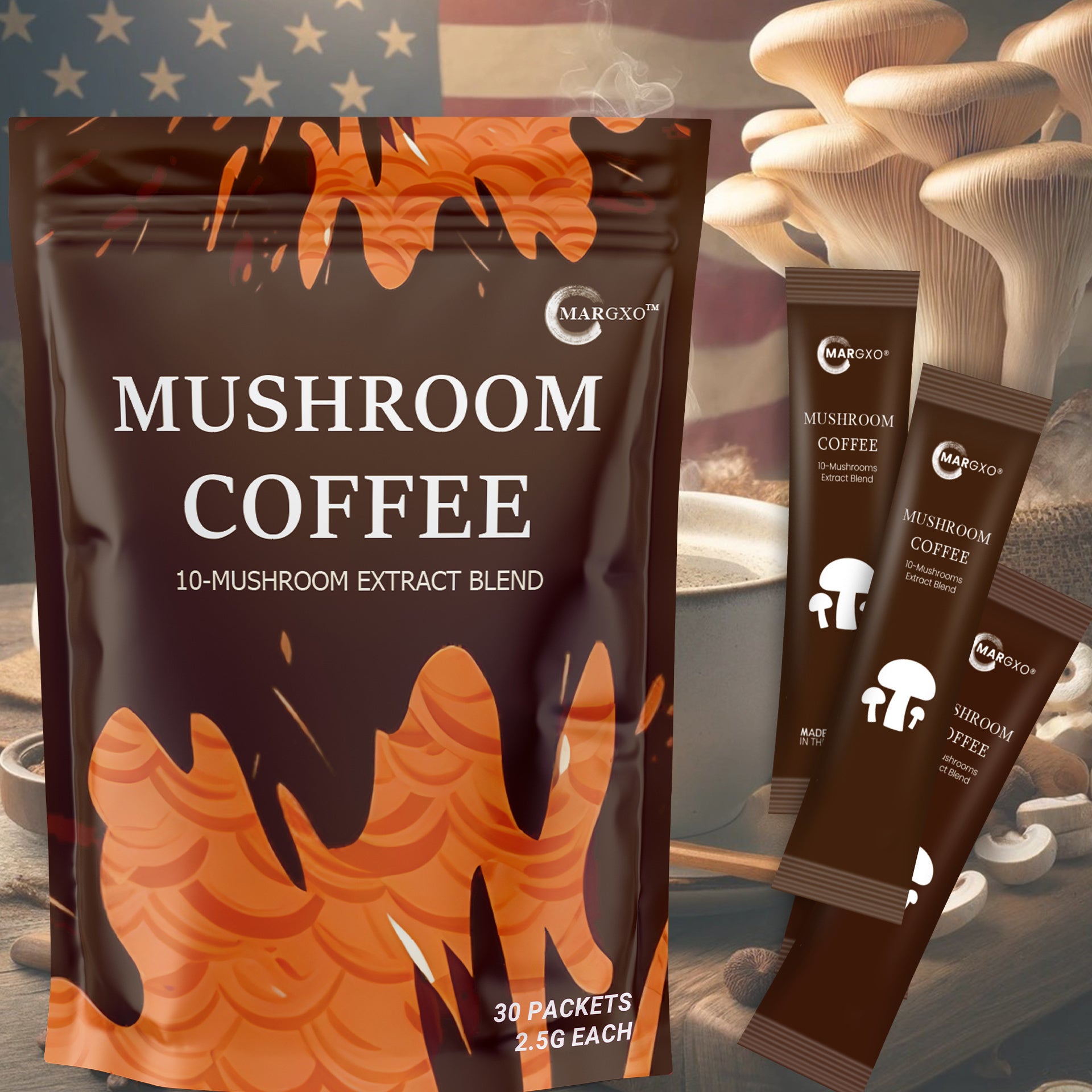 TEMU 30 Packs Of Mushroom Coffee, Each In Individual Packaging, Enjoy Natural Flavor Anytime