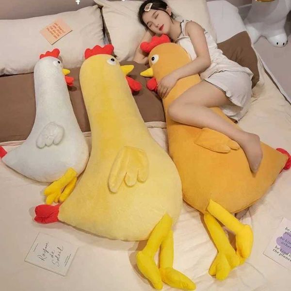 Plush doll 60-90-120CM New Kaii Baby Sleepping Chicken Doll Cute Cock Plush Toys Kids low Stuffed Soft Cushion Ro Decor Gift Z250206