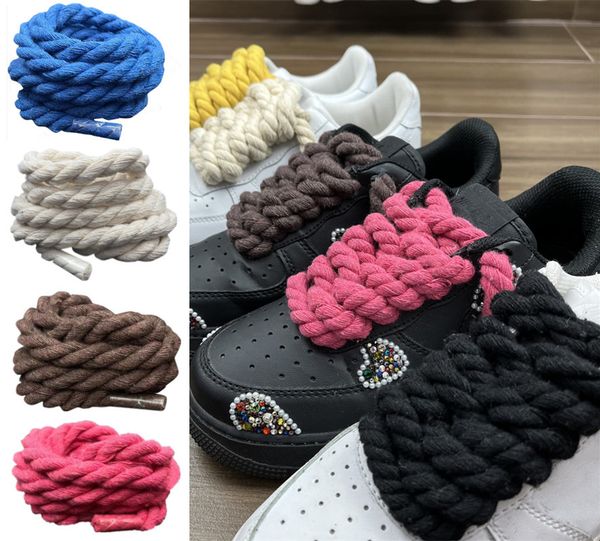Shoe Parts Accessories Bold Cotton Linen Twist Weave Shoelaces Wood Color Rope Laces Men Women Trend Personality Sport Casual Shoes Laces Dr