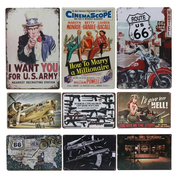 Uncle Sam from the United States Route 66 Metal Sign Metal Plaque Poster Vintage Wall Plate Bar Club Wall Decor Retro Home DecorXJ250116