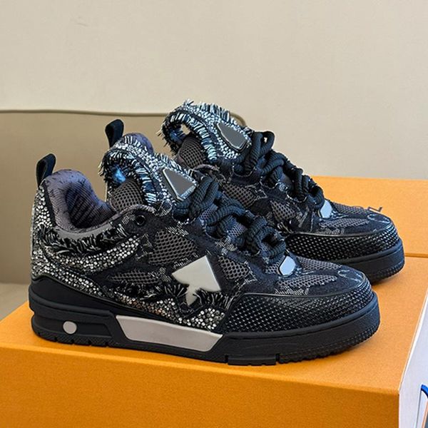 Mens designer trainer sneakers crystal mesh leather upper rubber sole brand women sports 1854 classic men retro casual skateboarding shoes