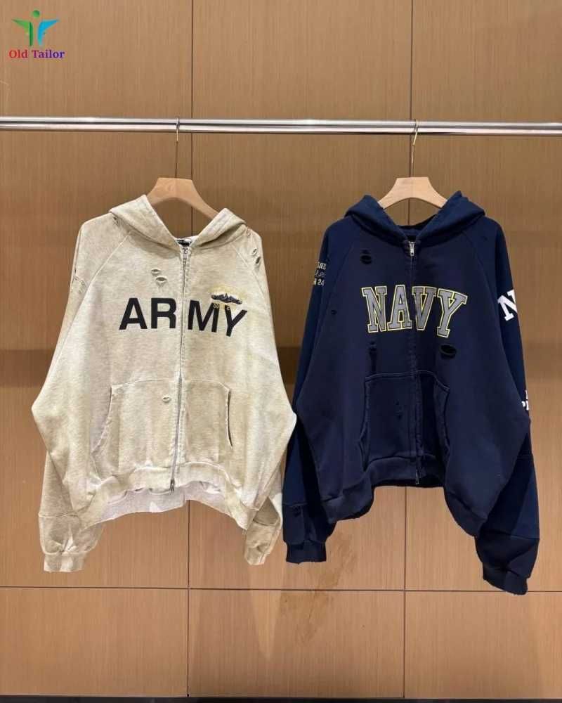 Grailz Project gr Heavyweight 11 Patchwork Retro Distressed TieDye Hoodie Sweatshirt Zipper Cardigan Mens Womens Outerwear X250910