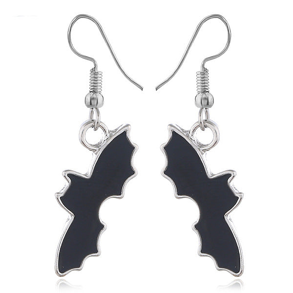 Boucles d'oreilles pendantes noires en alliage émaillé sur le thème d'Halloween