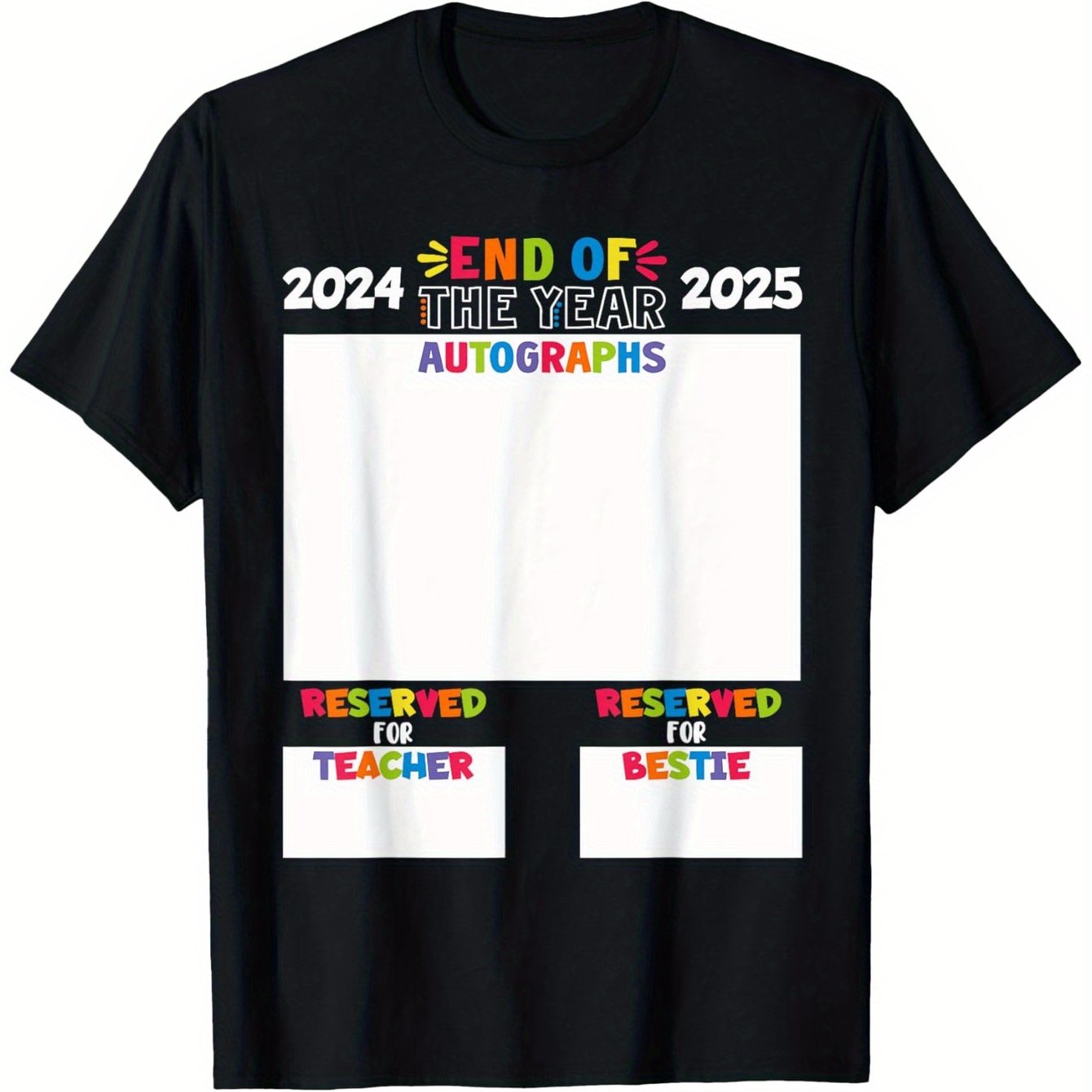 TEMU Boy Girl End Of The Year 2025 Of School Boys Girls 2025 T-shirt, Pure Cotton T-shirt, Crew Neck, Short Sleeve, Geometric Print, Casual , Perfect