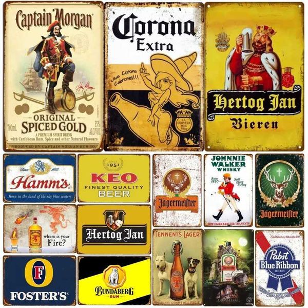 Metal tin posters beer brand tin logos bar and club wall decorations vintage home decor vintage wall panel pendants X241113