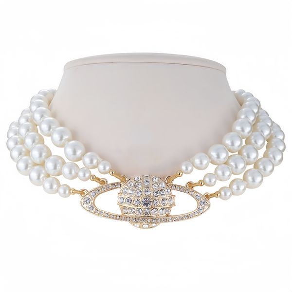 Designer Brand Necklace Classic Necklace Women Heavy Duty Multi layer Pearl Diamond Necklace Choker Lady Party Jewelry