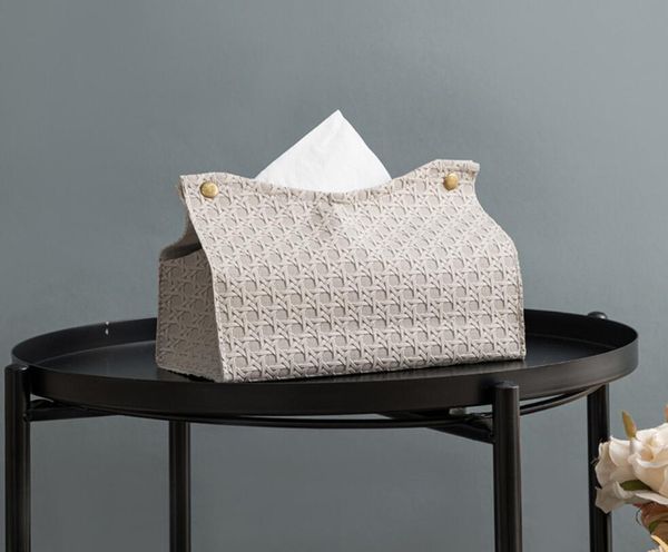 House Tissue Boxs PU Leather Tissue Box Cover Holder Rectangular Tissue Organizer Dispenser for Bathroom Bedroom Kitchen Living Room Office