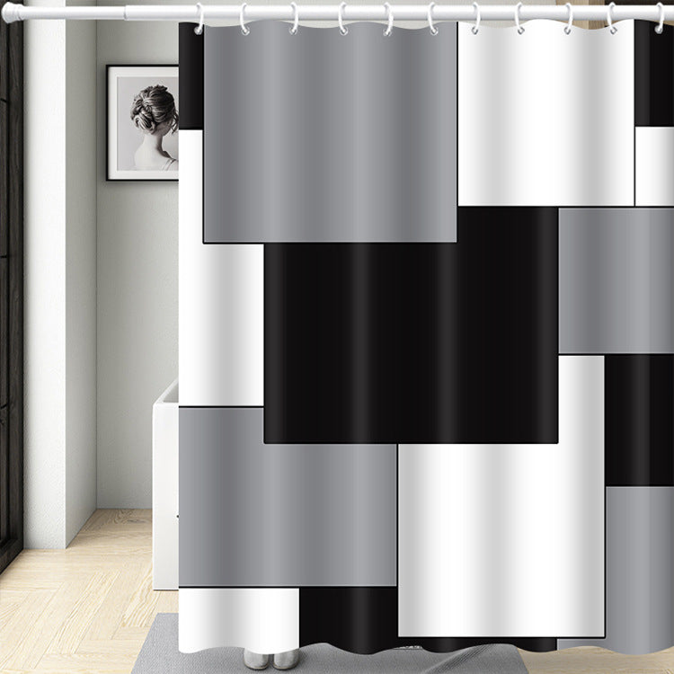 YL-37031 Manufacturer Spot Digital Printed Fabric Shower Curtain Waterproof Thickened Bathroom Partition Curtain with Hook