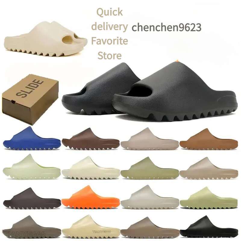 with Box Slippers Shoes Sandals Designer Slides Trainers Sliders Slider Mens Dhgate Fashion Shoe Bone White Resin Sand Beach ye Men Womens