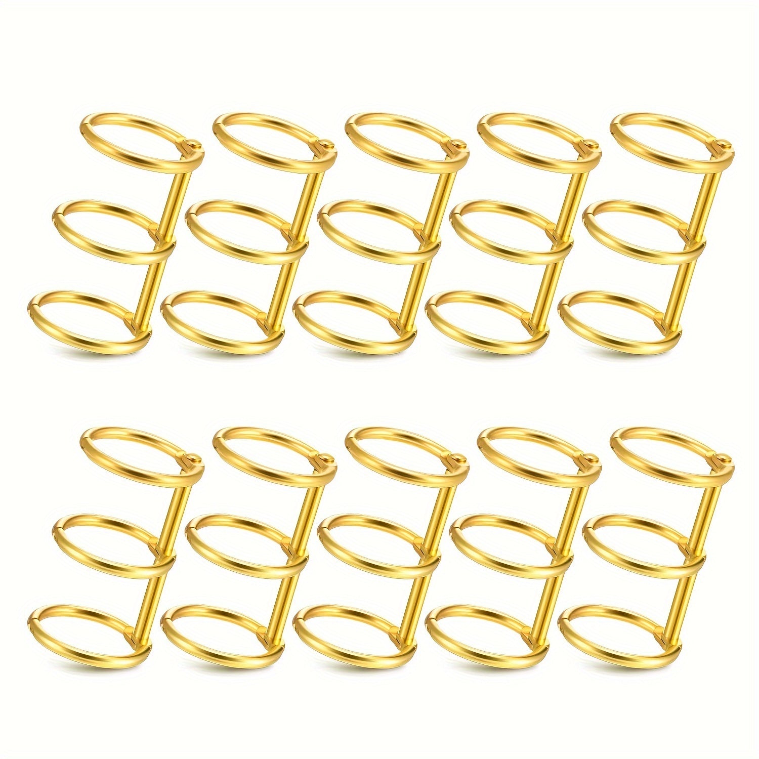 TEMU 10pcs Golden Metal 3-ring Binder Clips With 20mm Inner Diameter - Iron Rings For Diy Journals, Notebooks, And Photo Albums, Clips For Paper