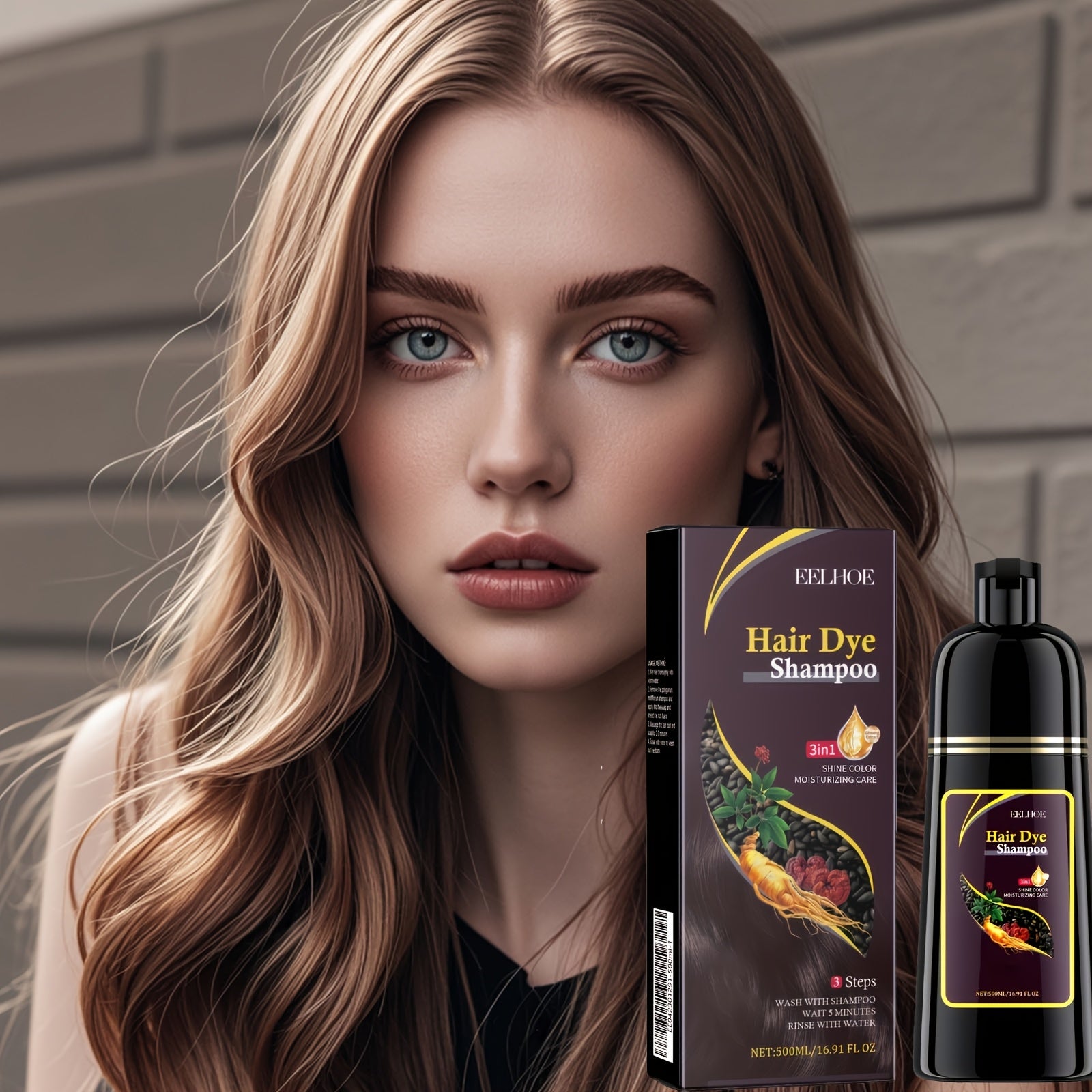 TEMU 500ml Hair Color Shampoo For Shampooing And Dyeing, Easy To Apply Color, Cover Of White Hair, Rich In Hair Care Extracts, Moisturizing With