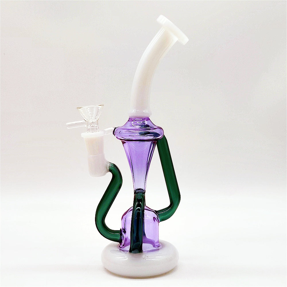 2024 Heady Glass Neo Fab 9 Inches Deluxe Girly SlimTeal Purple Mix Glass Bongs Water Pipe Bong Tobacco Smoking 14MM Bowl Dab Rig Recycler Bubbler Pi