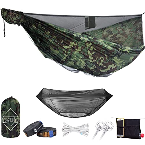 Onewind Premium 12' Camping Double Hammock with Tree Straps and Bug Net for Travel, Camping, Backpacking and Hiking 11ft Camo Double 11ft