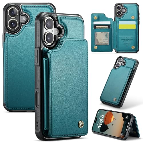 for iPhone 17 Wallet Case with RFID Blocking and 4 Credit Card Holder, Premium Durable Slim Leather Magnetic Clasp Kickstand Heavy Duty Shockproof Pro